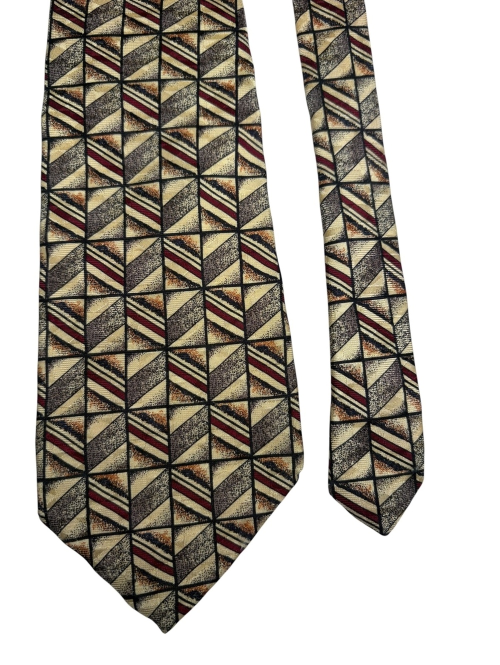 Robert Talbott Best of Class Silk Cream Red Geometric Designer Tie